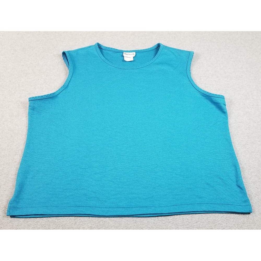 BonWorth Tank Top Women L Petite PL Blue Sleeveless Casual Textured Knit Shell